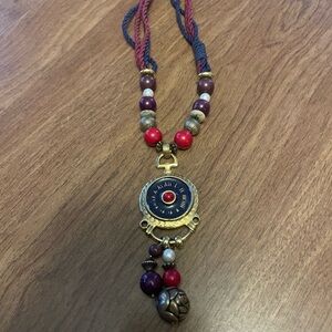 Artisan Beaded Necklace with Compass Pendant